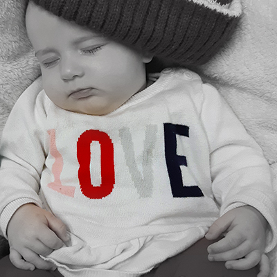 baby with shirt "LOVE"