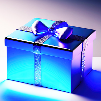 blue giftbox with bow